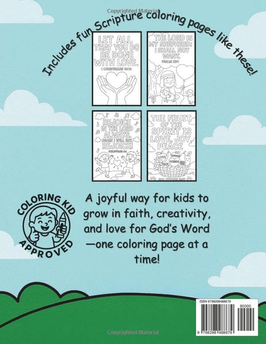 Bible Verse Coloring Book for Kids: 40 Scripture Coloring Pages to Inspire Faith, Joy, and Creativity for Kids Ages 4–8