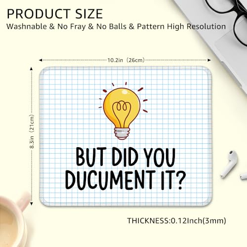 But Did You Document It Non-Slip Mouse Pad with Stitched Edge, Funny Office D閏or Gift for HR Manager, Coworker Gifts for Colleagues, Mousepad Gifts for Wireless Computer Laptop Employees - color: Multi-Blue