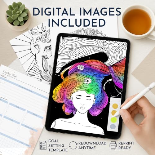 Adult Coloring Book for Women, 29 Designs, Mindfulness & Growth Prompts - color: Express Yourself - Mindfulness