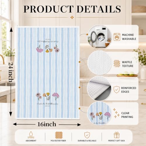 Blue Christian Floral Kitchen Hand Towels 16x24 Inch - color: Blue Floral