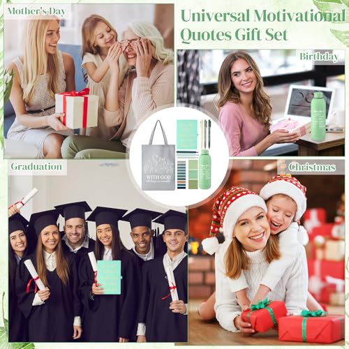 Sayglossy 11 Pcs Christian Gifts Set, Tumbler Notebook Bag Pens, Green - color: Green