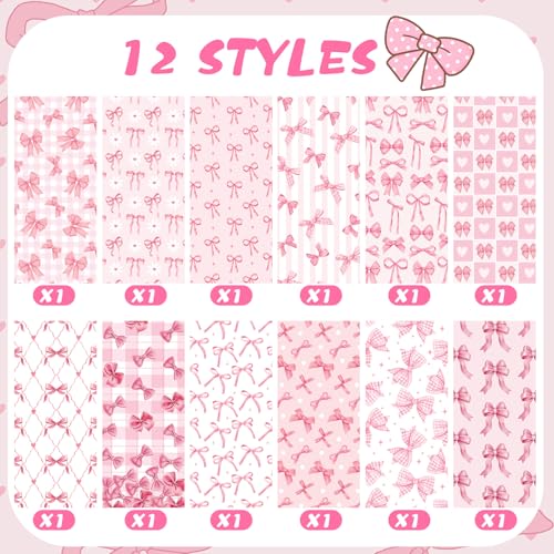 Dispowreath 12 Pcs Pink Bow Coquette Ballpoint Pens Black Ink Stationery - style: Pink Bow
