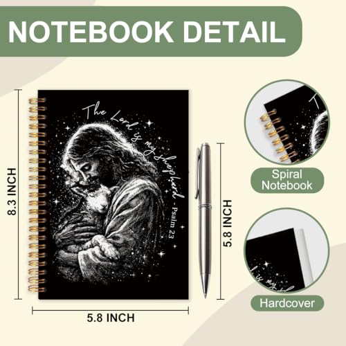 Bible Notebook The Lord Is My Shepherd Psalm33 for Women Men,Christian Journal Notebook,Christian Church Hardcover Spiral Notebook Office Supplies Gifts,5.5x8.3 Inch - color: white-Christian Journal
