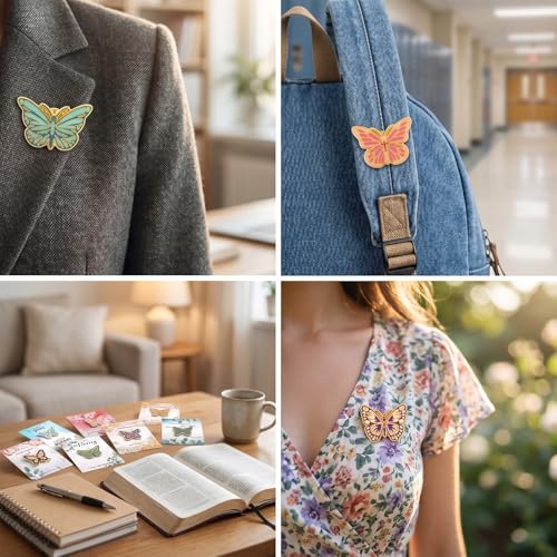 40 Sets Christian Pins, Christian Party Favors, 40 Gold Plated Butterfly Bible Verse Lapel Pin with 40 Scripture Quote Cards for Women Mothers Day Church Gifts Religious Party Favors