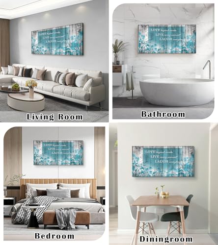 Cao Gen Decor Art S07050 Wall Art Motivational Quotes Canvas Prints 1 Panels Teal Flowers Abstract Pictures Paintings Stretched and Framed for Living Room Bedroom Kicthen Office Artwork - color: Teal, size: 40"L x 20"W