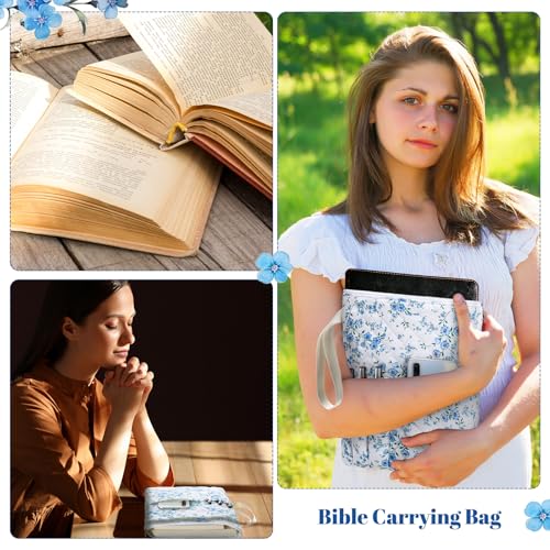Gilprop Bible Book Sleeve 11" x 9" Blue Floral Quilted Zippered - style: Blue Floral