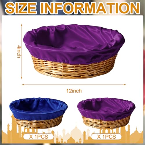 FillTouch 2 Pcs 12 Inches Round Offering Baskets for Church, Purple,Blue - color: Purple,Blue