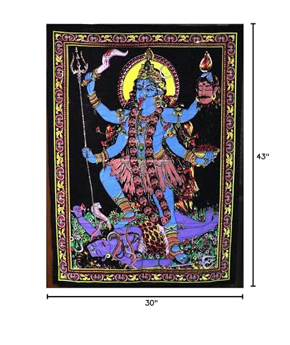 Lungta Imports Huge Cotton Fabric Goddess Kali 43" X 30" Tapestry