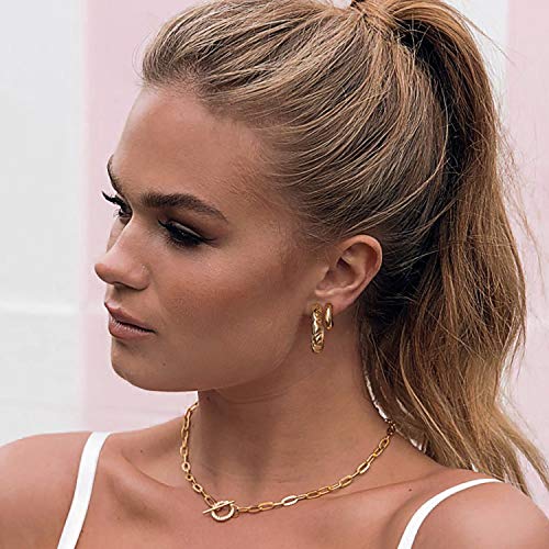 MYEARS Women Hoop Earrings Gold 14K Gold Filled Small Simple Handmade Hypoallergenic Everyday Illusion Jewelry - style: Dome