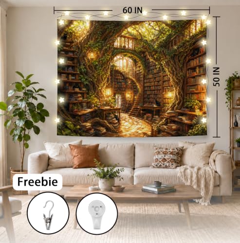 Elpwk Book Library Reading Room Corner Tapestry Wall Decor 50x60 Inch - color: Reading corner