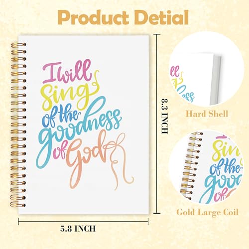 OJMFHEGEE Pastel Christian Spiral Notebook 5.5x8.3 in, I Will Sing of the Goodness of God Christian Faith Jesus Bible Prayer Hardcover Notebook Journal Gifts for Women - color: Pastel Christian