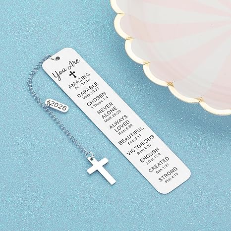 Christian Bible Book Marks for Reading, Religious Book Lovers Gifts for Teen Girls Boys, First Communion, Baptism, Confirmation & Graduation Gift, Metal Bookish Item (LS01-14) - color: Ls01-14