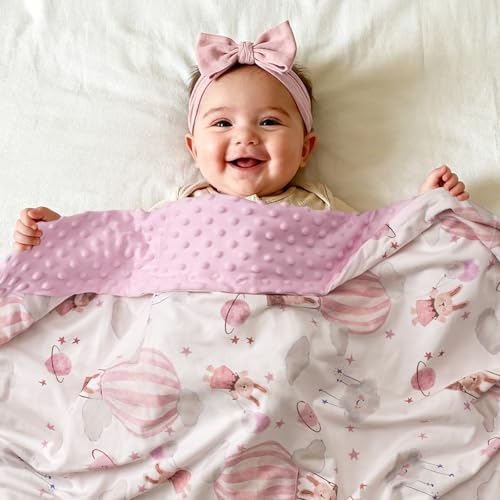 Fleece Baby Blankets for Girls & Boys, Infant Toddler Blanket - color: Pink Balloon Rabbit