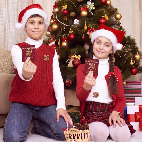 Quelay 30 Sets Santa Nice List Enamel Pin with Card Bulk Father Christmas Good List Badge Brooches Letter Gifts for Christmas Eve Stocking Fillers Clothing Backpack Hat Decor Party Favor - style: Santa Nice List