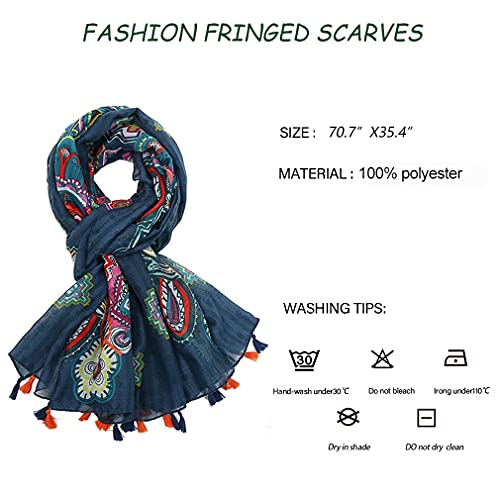 Yeieeo Boho Scarf for Women Lightweight Floral Printed Scarf Fall Winter Fashion Fringed Shawl - color: Floral 3