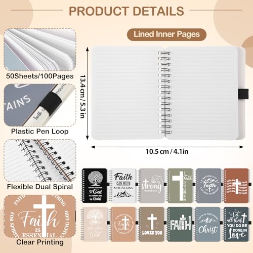 Resurhang 48 Pcs/24 Set Back to School Christian Gifts Bulk Religious Spiral Notebook with Ballpoint Pen Christian Notebook Inspirational Journal Prayer Notepad for Student Church Pastor Sunday School - style: Christian