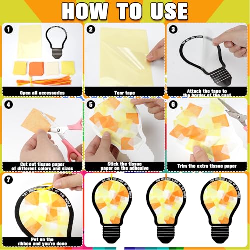 Motipuns 32 Sets Sunday School VBS Light Suncatcher Crafts Bible Kits - style: Light Bulb