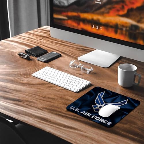 US Air Force Patriotic Military Mouse Pad, Navy Blue Satin Art Desk Mat - color: Navy Blue
