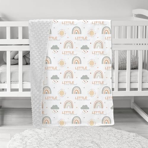 Fleece Baby Blankets for Girls & Boys, Infant Toddler Blanket - color: Light Gray Rainbow