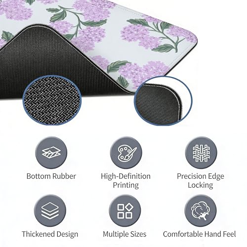 Hydrangea Mouse Pad, Pink Flroal Desk Mat 31.5x11.8 - color: Pink Hydrangea Large, size: 31.5L x 11.8W inches