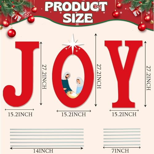 Festive Outdoor Christmas Decorations - Joyful Nativity Scene Lawn Decor for Christmas Pathway and Yard with Stakes, Red and White
