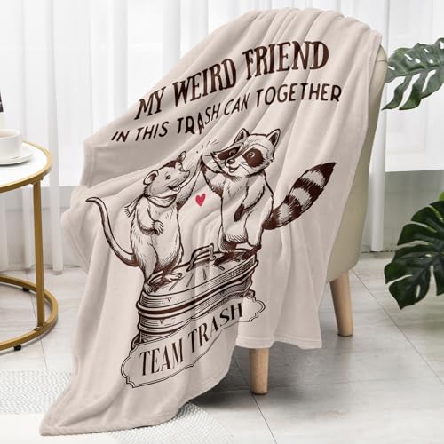 Best Friend Birthday Gifts for Women - Cute Raccoon and Opossum Blanket - size: Friend
