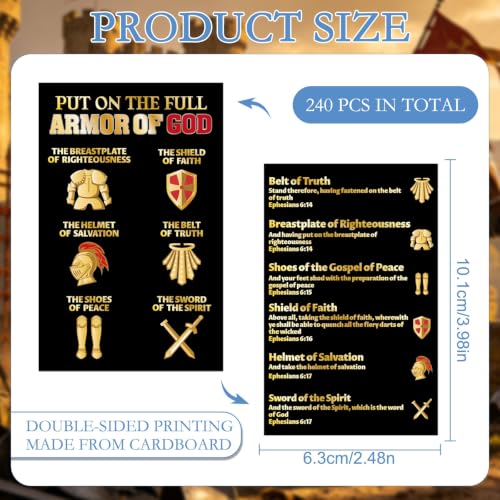 Armor of God Gospel Tract Card 240 Pcs Religious Christian Plan of Salvation Cards Roman Road Pocket Holy Postcards Gospel Tracts Prayer Bookmarks Gift for Women Men Church Evangelism - color: Roman Road