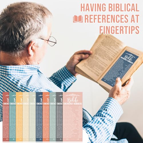Motiskyy 100 Pcs Bible Emergency Numbers Bookmark Gift, Bright Morandi - color: Bright Morandi