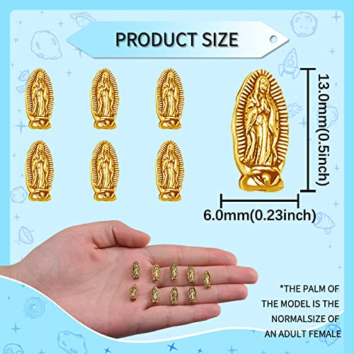 120Pcs Alloy Oval Double-sided Our Lady Religious Spacer Beads Jesus Virgin Mary Loose Beads Charm For Catholic Jewelry Making DIY Rosary Necklace Bracelet