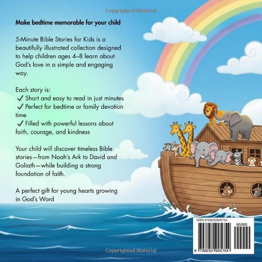 5-Minute Bible Stories for Kids: Short Bedtime Stories for Ages 4–8 That Teach Faith, Love, and Courage