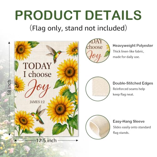 Today I Choose Joy James 1:2 Sunflower Christian Garden Flag 12x18 - color: Beige01