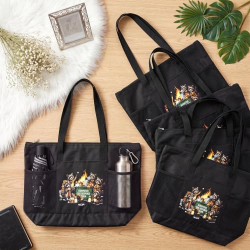 Paterr 10 Pcs Dumpster Fire Response Team Tote Bags Bulk with Pocket Zipper - color: Black, size: Dumpster Fire