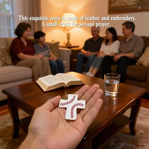 A Pocket Blessing - Baseball Cross Edition,Handmade Leather Pocket Cross,Pocket Blessing Baseball Cross Pocket Hug,Baseball Pocket Token with Gift Card,Encouragement Leather Christian Religious Gift (1)