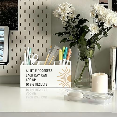Boho Mental Health Inspirational Pen Holder, Motivational Pencil Holder for Desk, Boho Sunshine Inspirational Wooden Box Sign Decorations for Therapy Counselor Office Classroom Desk Tabletop - color: 04-Affirmations Pen Holder(02)