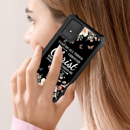 RYUITHDJP for TCL K11 Phone Case with Tempered Glass Screen Protector,Dual Layer Shockproof Corners Protection Case for TCL K11,Bible Verse 4-13 Black - color: Bible Verse 4-13 Black, size: TCL K11