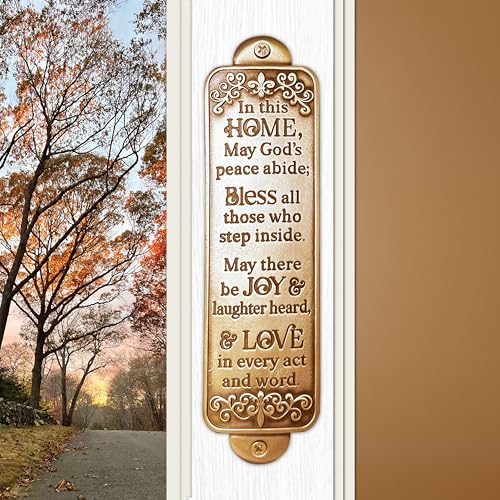 Abbey + CA Gift Home Blessing Entryway Wall Plaque, Religious Metal Home Decor Housewarming Gift, 6"H (Gold) - color: Gold