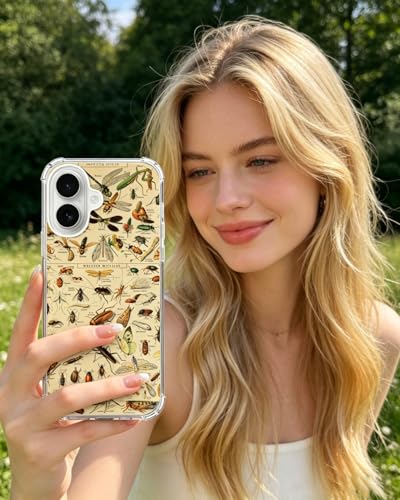 Natural Insects Phone Case Compatible with iPhone 17, Bugs Scientific Illustration Phone Cover for iPhone 17 - color: Natural Insects
