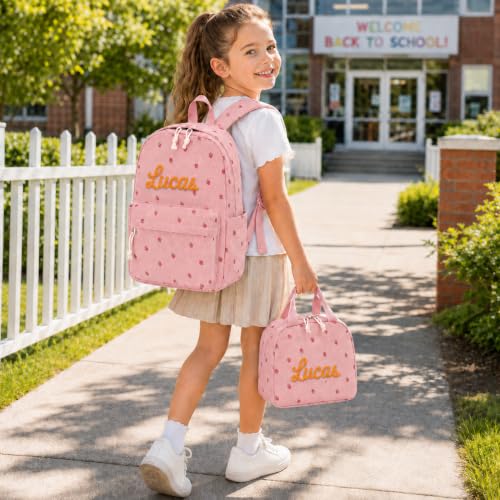 Personalized Backpack for Girls Boys, Custom Name Toddler Backpack - color: Strawberries Pink