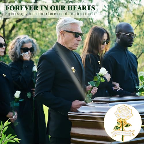 Misdary Funeral Favors Guest Memorial Rose Pin - color: White