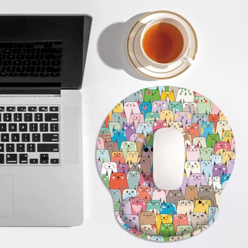 Britimes Ergonomic Mouse Pad with Wrist Support, Cats Cat - color: Colorful Cats