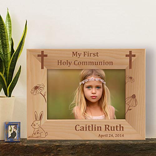 Personalized My First Holy Communion Picture Frame-6" x 4" (Horizontal)-Brown (Horizontal) - size: 4" x 6", style: Horizontal