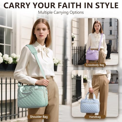 Bible Cover Case for Women, Bible Tote Bag w/Study Supplies Journaling Kit