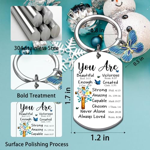 Christian Keychain for Women Bible Verse Gift Inspirational Butterfly Charm - color: You Are