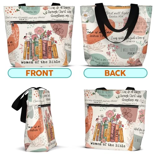 84hoods 15 inch Large Tote Bag for Work for Women. Christian Faith, Jesus God Religious Gift. Waterproof Shoulder Bag. - color: 01. Women of the Bible