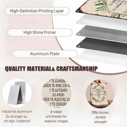 Spanish Bible Verse Blessing Aluminum Metal Sign 8 x 12 Inch
