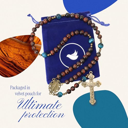 Handmade Catholic Rosary Beads - color: Tiger Eye - Multicolor