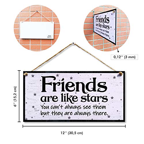 CARISPIBET Friends are like stars | Home decorative signs bedroom decoration sign loving & cute 6" x 12" - color: Friends Are Like Stars