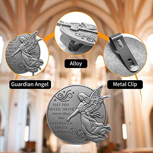 Guardian Angel Visor Clips for Cars,Reads May You Never Drive Faster Than Your Guardian Angel CAN Fly, New Driver Gifts, Car Accessories for Car Clip