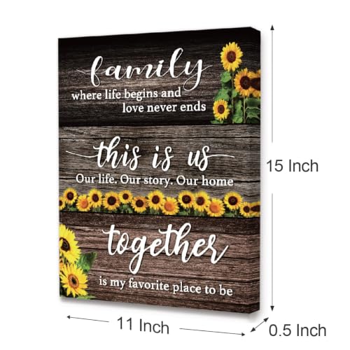LISTNGBO Rustic Sunflower Family Quotes Wall Art for Home - color: Multicolor