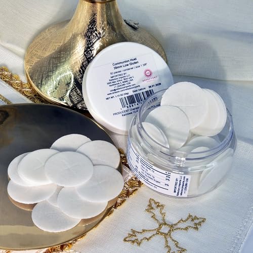 Charistia - Gluten Free Altar Bread/Communion Wafers - 1 3/8" Patterned Wafers for Celebration, Not Crumbling, Traditional Taste, No Preservatives, Packaging - 50 Pcs/Box